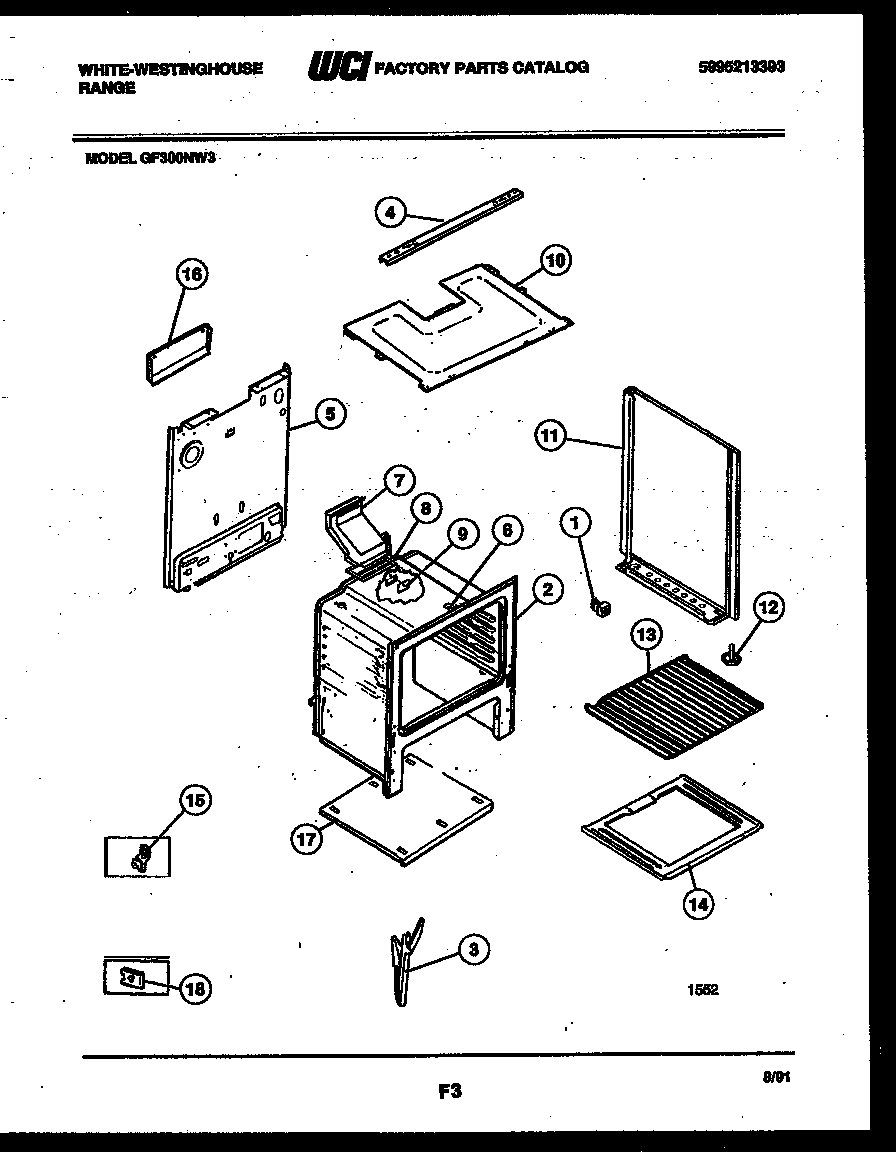 White-Westinghouse GF300NW3 body parts diagram