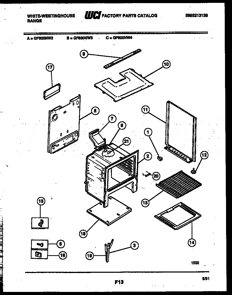 White-Westinghouse GF600ND2 body parts diagram
