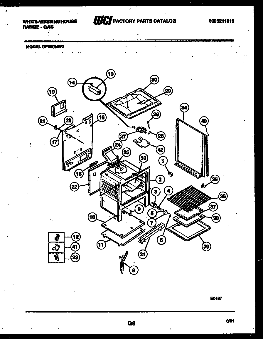 White-Westinghouse GF950NW2 body parts diagram