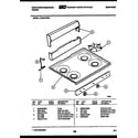 White-Westinghouse GF501KXW3 backguard and cooktop parts diagram