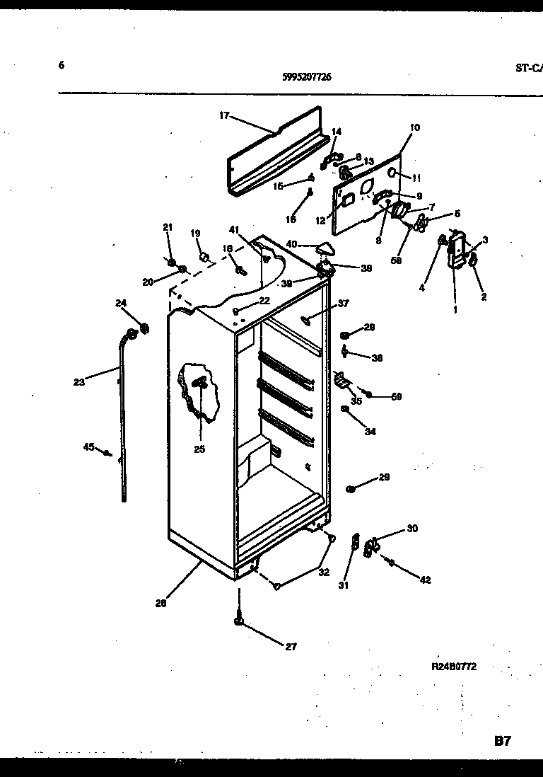 White-Westinghouse RT163LCW3 cabinet parts diagram