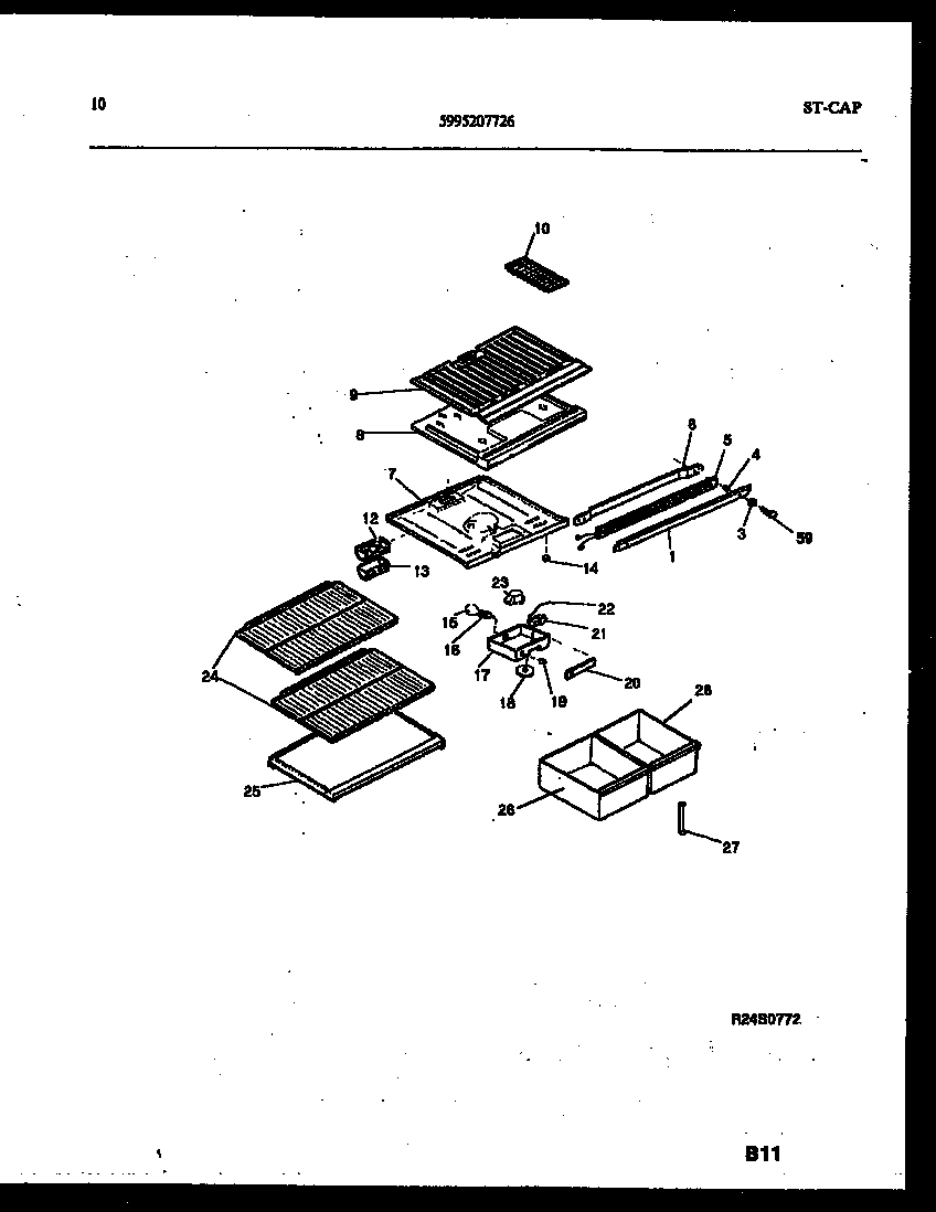 White-Westinghouse RT163LCW3 shelves and supports diagram
