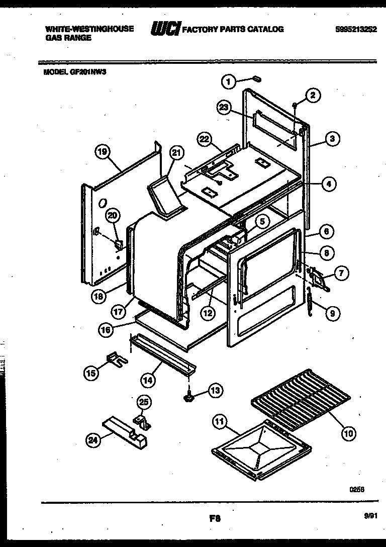 White-Westinghouse GF201NW3 body parts diagram