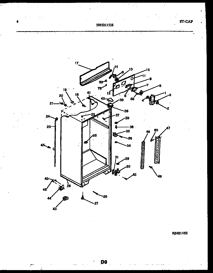 White-Westinghouse RT196PLW0 cabinet parts diagram