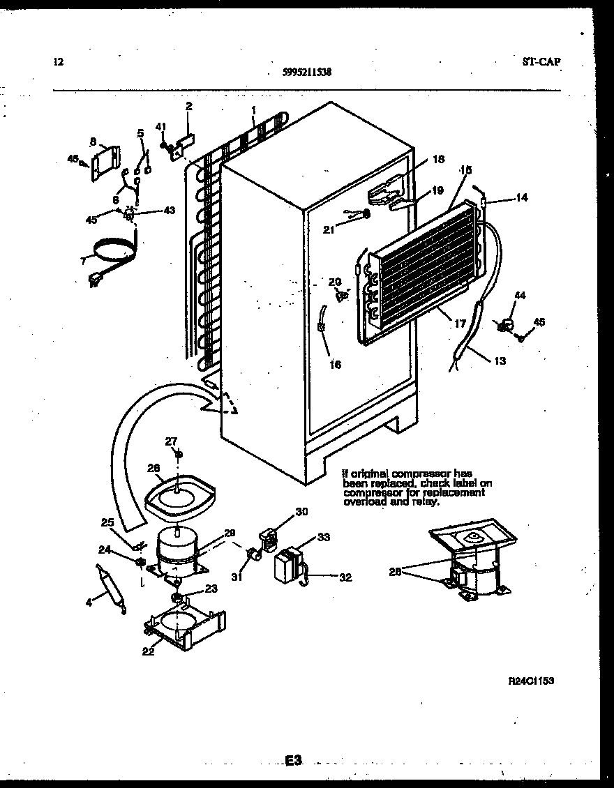 White-Westinghouse RT196PLW0 system and automatic defrost parts diagram