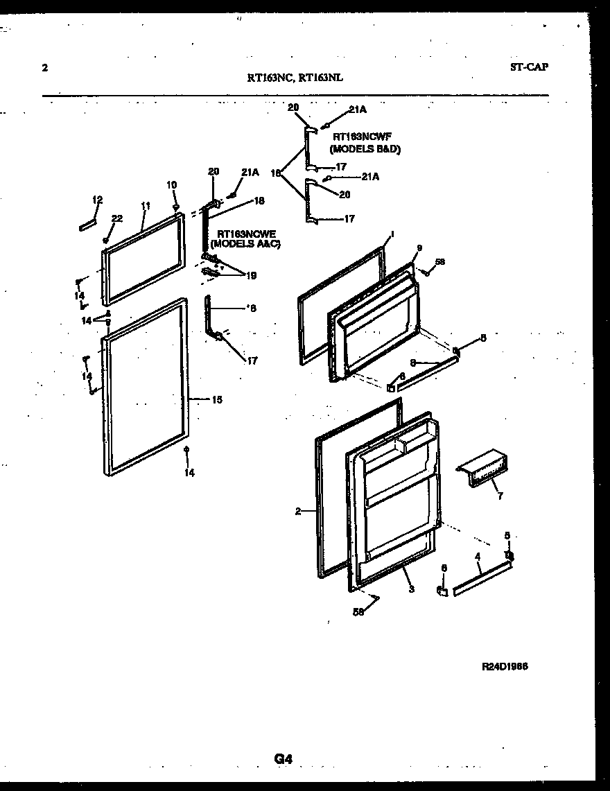 White-Westinghouse RT163NCWF door parts diagram
