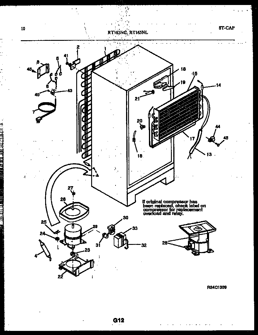 White-Westinghouse RT163NCWF system and automatic defrost parts diagram