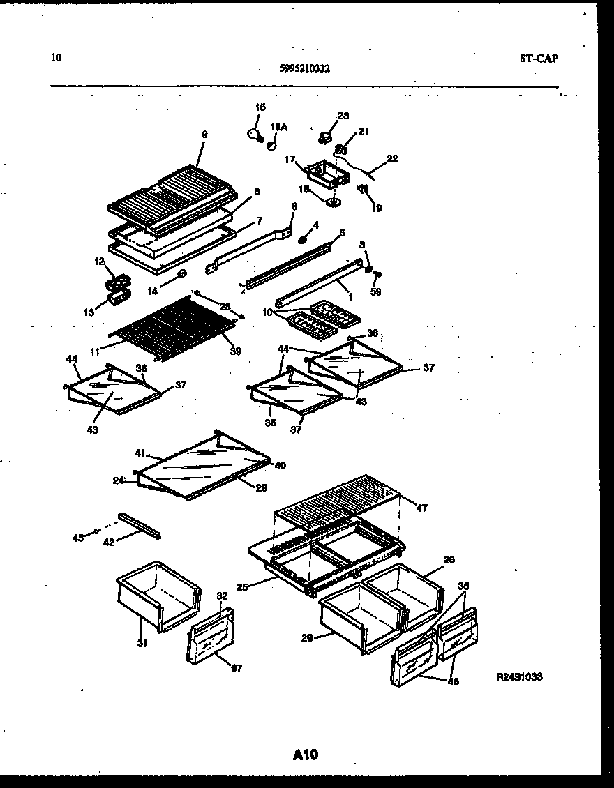 White-Westinghouse RT179NCW0 shelves and supports diagram