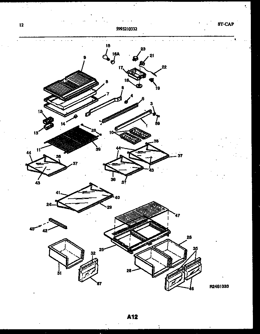 White-Westinghouse RT179NCW0 shelves and supports diagram