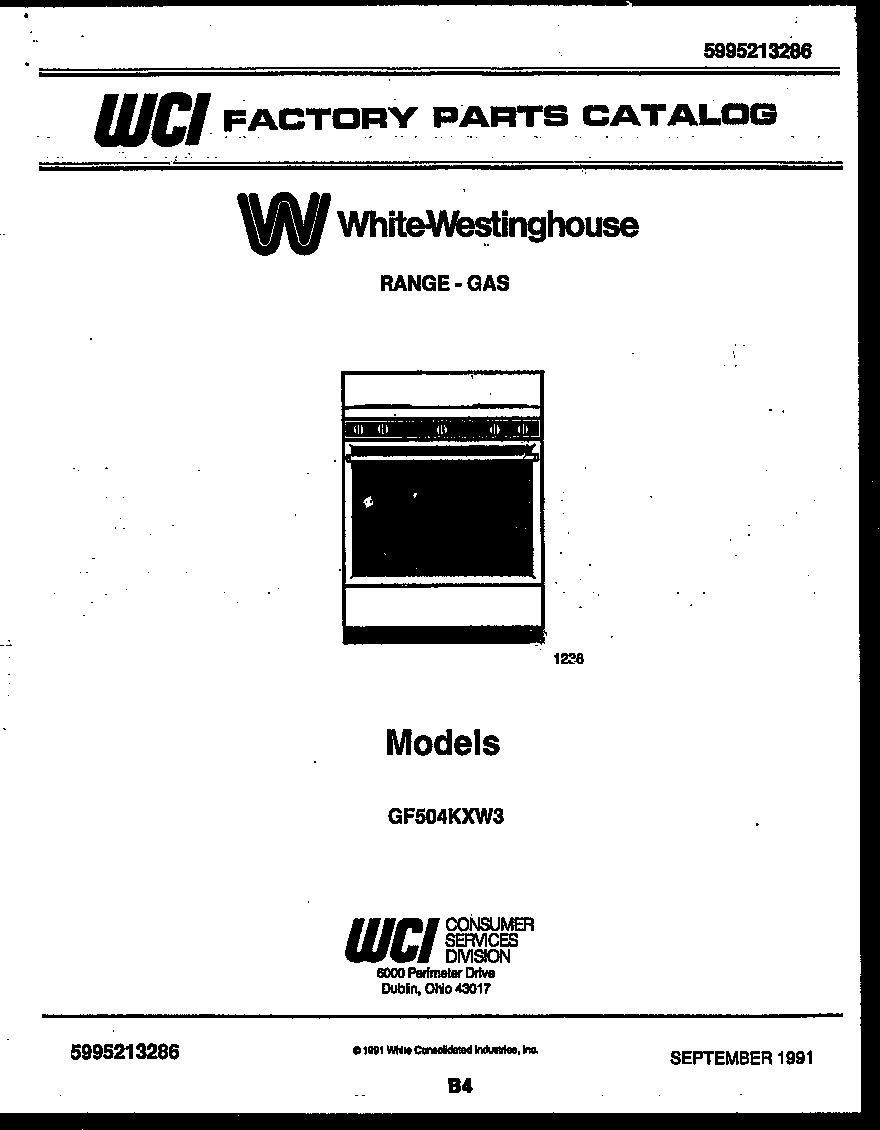 White-Westinghouse GF504KXW3 cover page diagram