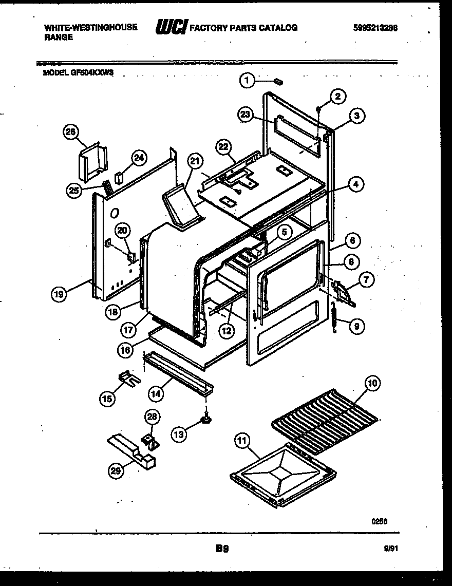 White-Westinghouse GF504KXW3 body parts diagram