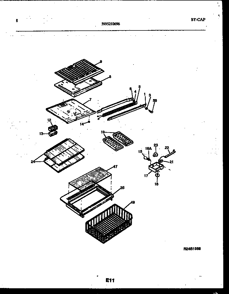 White-Westinghouse RT171NCW0 shelves and supports diagram