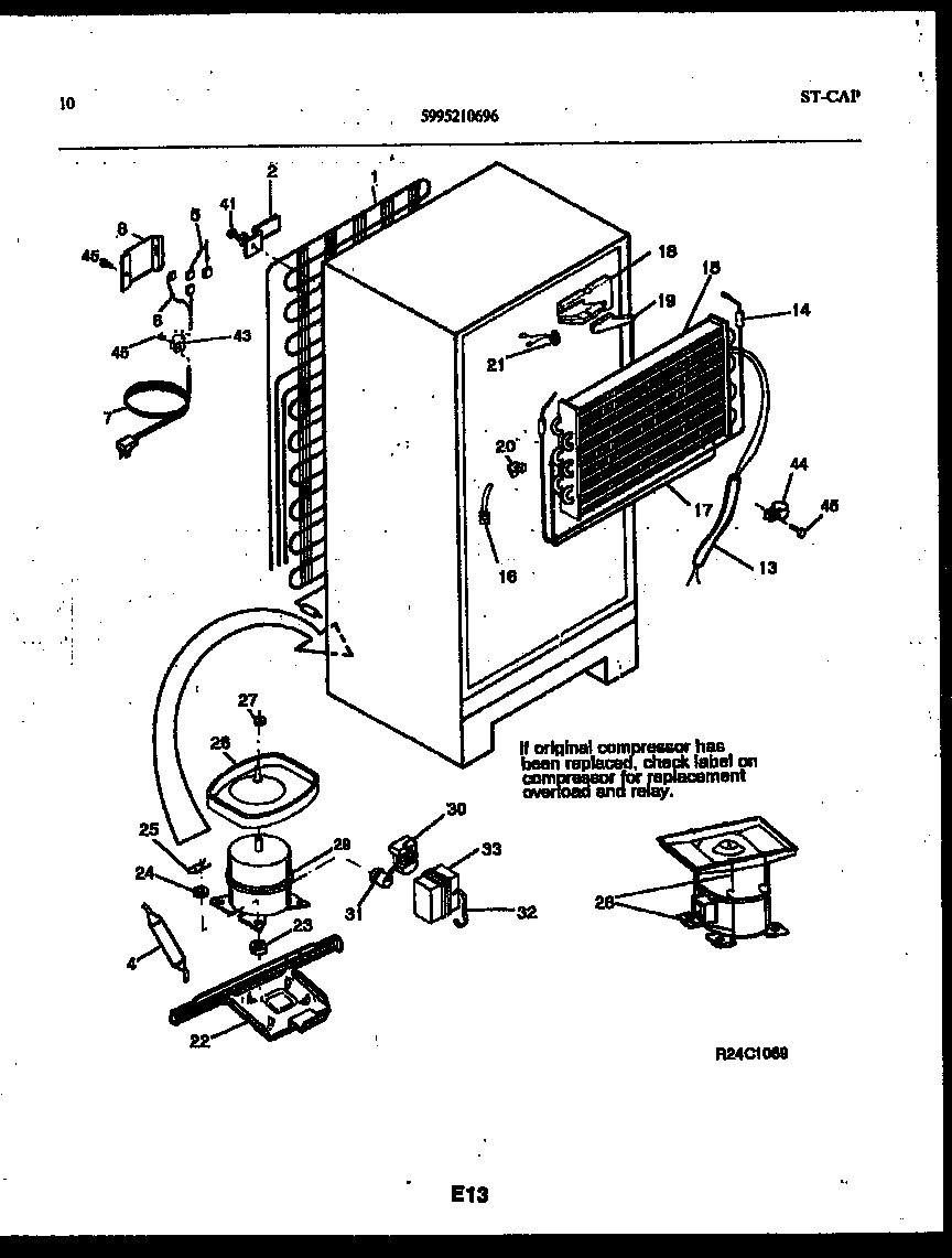 White-Westinghouse RT171NCW0 system and automatic defrost parts diagram
