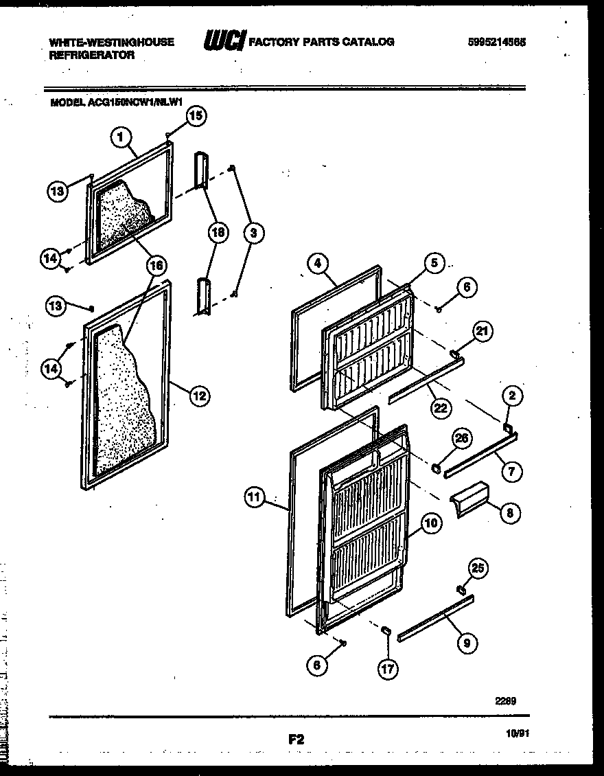 White-Westinghouse ACG150NLW1 door parts diagram