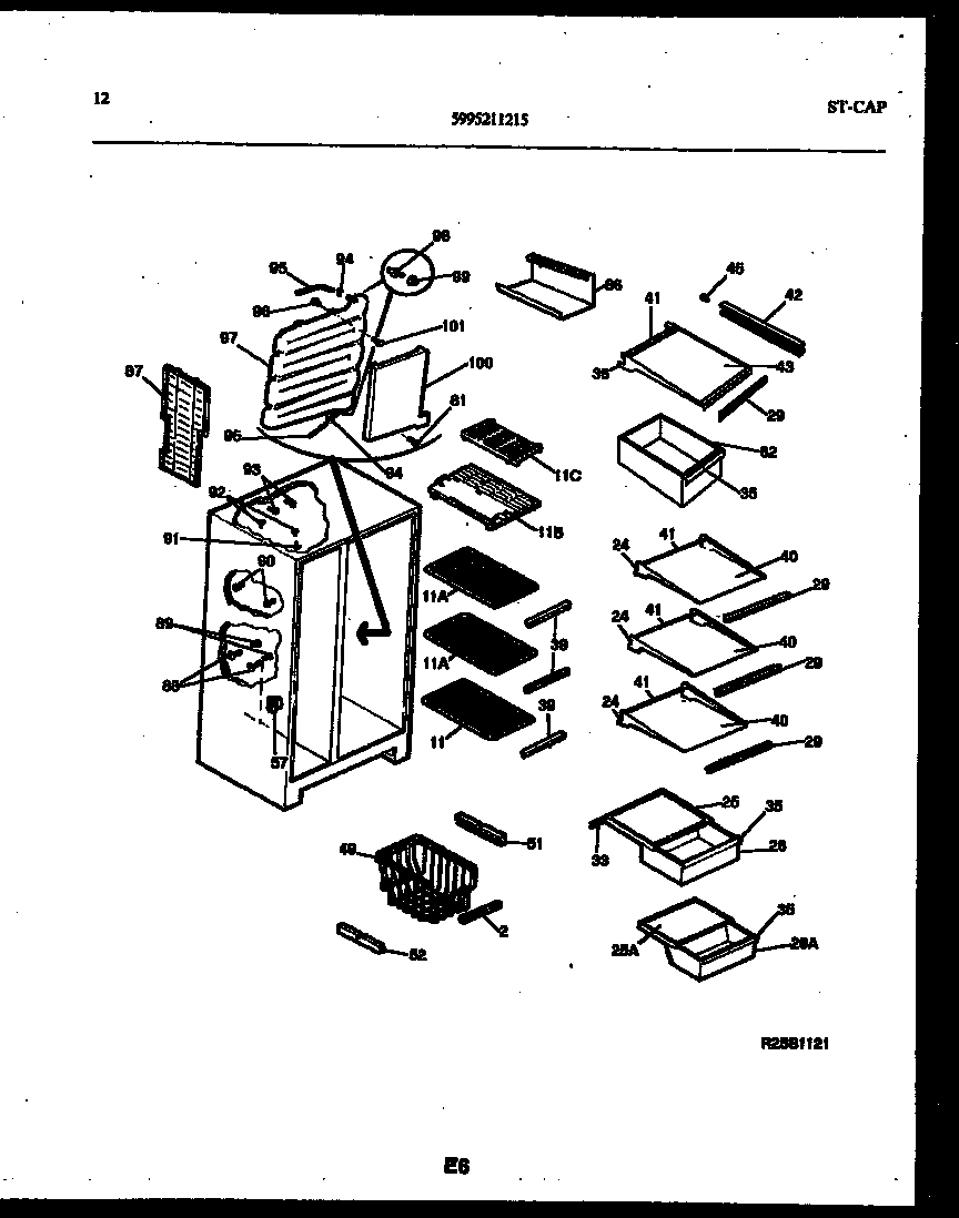 White-Westinghouse RS249NCH0 shelves and supports diagram