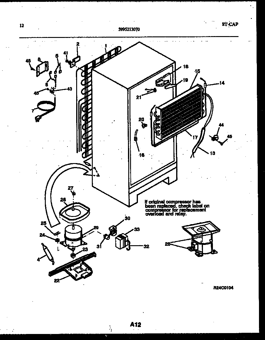 White-Westinghouse RT185NCD0 system and automatic defrost parts diagram