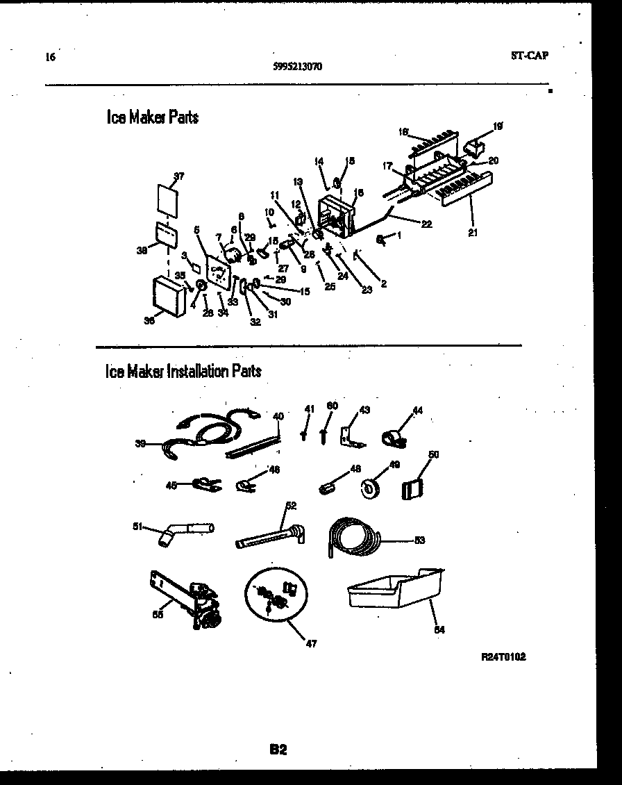 White-Westinghouse RT185NCD0 ice maker and installation parts diagram