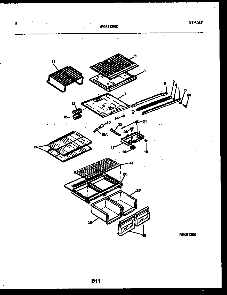 White-Westinghouse ATG185NLD0 shelves and supports diagram