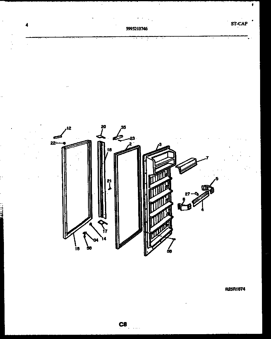 White-Westinghouse RS227NCW0 refrigerator door parts diagram