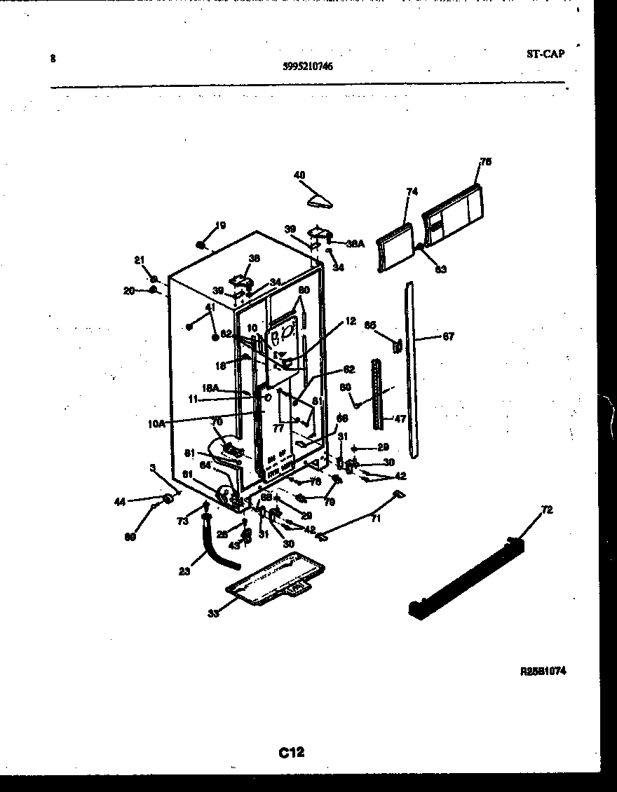 White-Westinghouse RS227NCW0 cabinet parts diagram