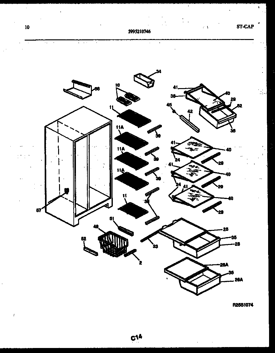 White-Westinghouse RS227NCW0 shelves and supports diagram