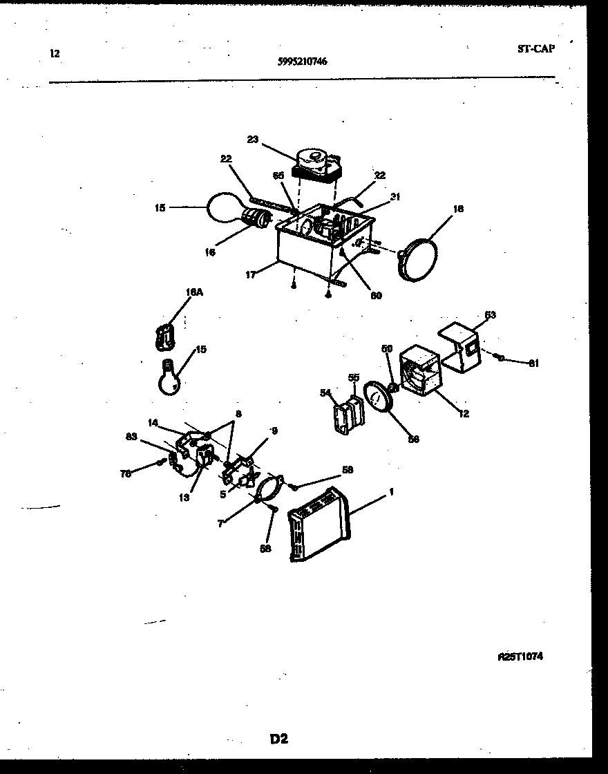 White-Westinghouse RS227NCW0 refrigerator control assembly, damper control assembly and f diagram