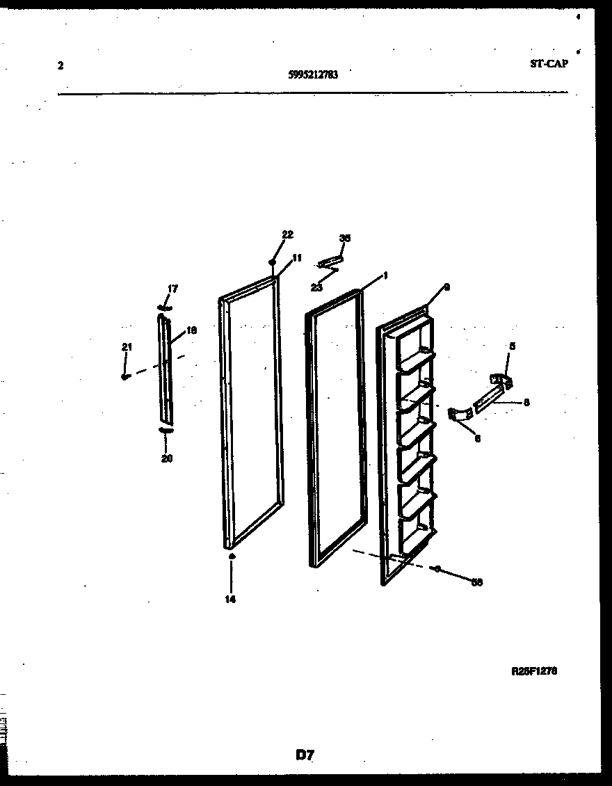 White-Westinghouse RSG192NCW1 freezer door parts diagram