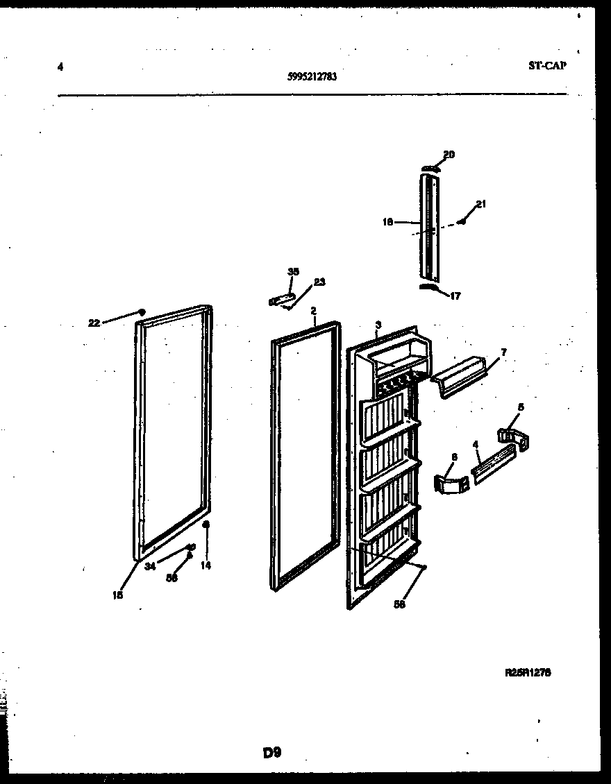 White-Westinghouse RSG192NCW1 refrigerator door parts diagram