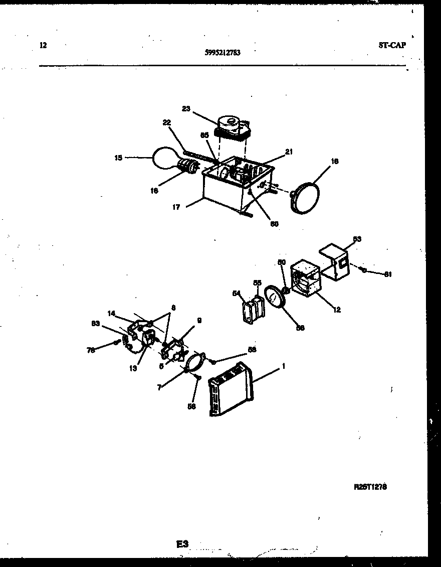 White-Westinghouse RSG192NCW1 refrigerator control assembly, damper control assembly and f diagram