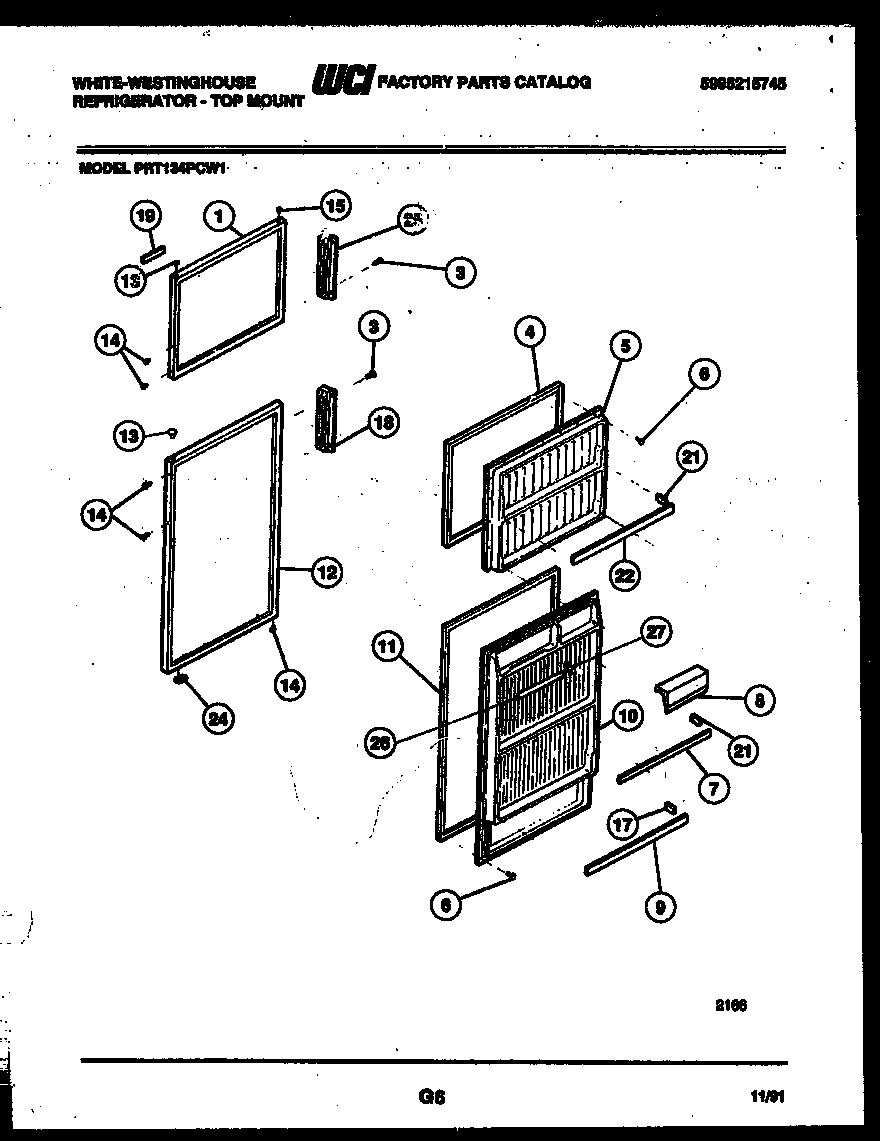White-Westinghouse PRT134PCW1 door parts diagram