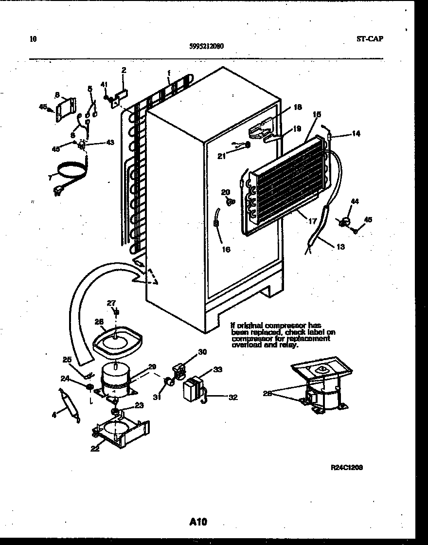 White-Westinghouse ATG130NCW0 system and automatic defrost parts diagram