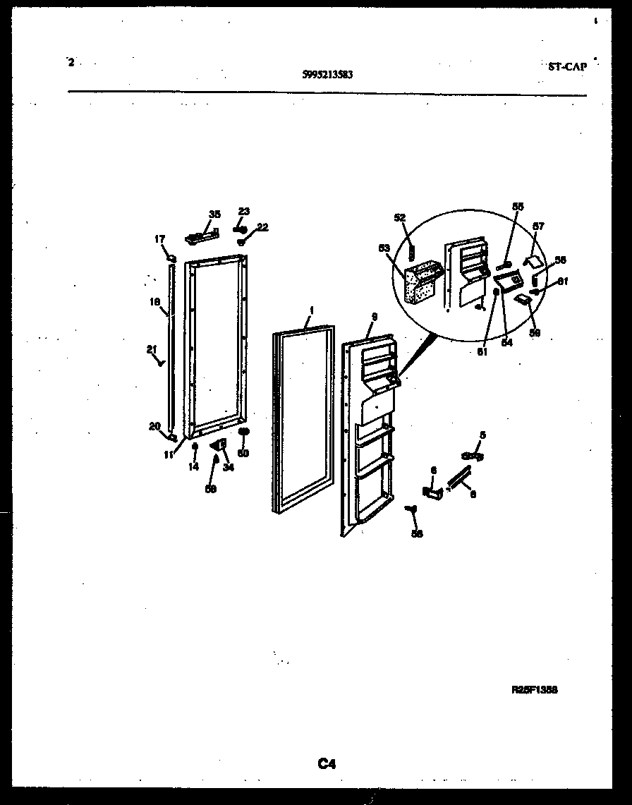 White-Westinghouse RS229MCW3 freezer door parts diagram