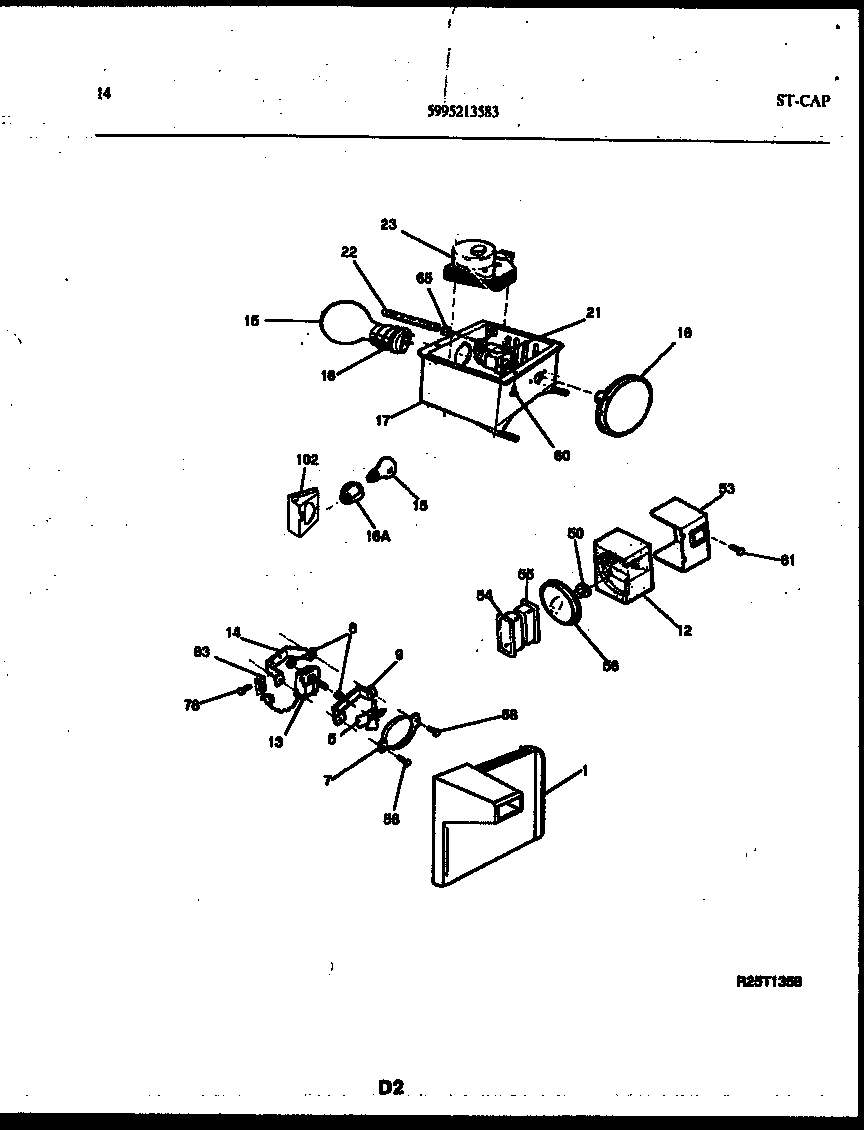 White-Westinghouse RS229MCW3 refrigerator control assembly, damper control assembly and f diagram