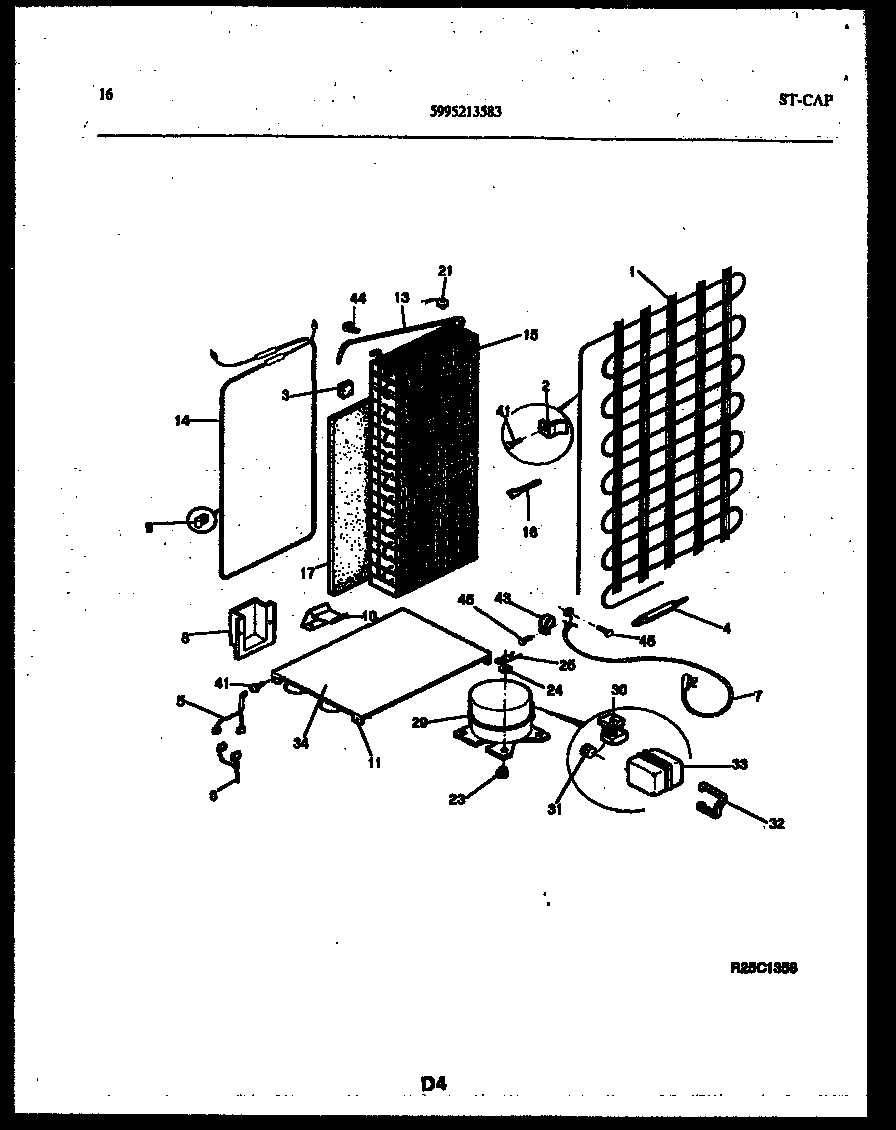 White-Westinghouse RS229MCW3 system and automatic defrost parts diagram
