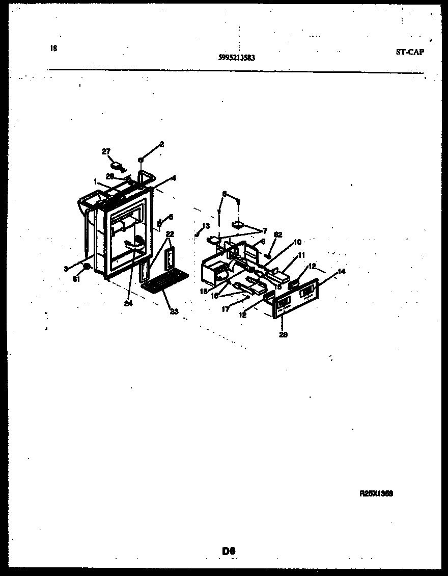 White-Westinghouse RS229MCW3 ice door, dispenser and water tank diagram