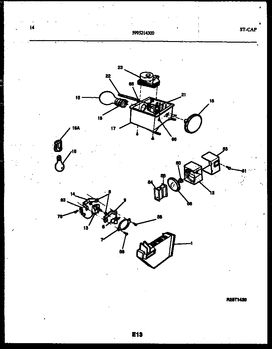 White-Westinghouse RS249MCW2 refrigerator control assembly, damper control assembly and f diagram