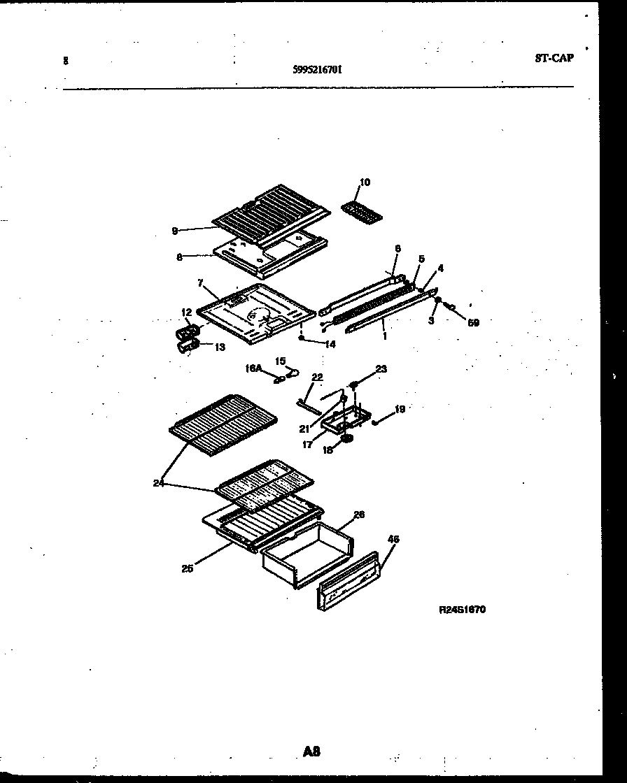 White-Westinghouse ATG150NCW1 shelves and supports diagram