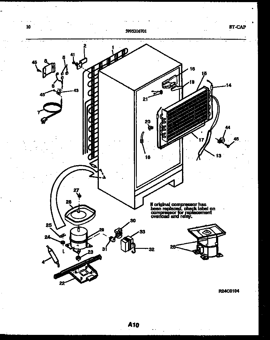 White-Westinghouse ATG150NCW1 system and automatic defrost parts diagram
