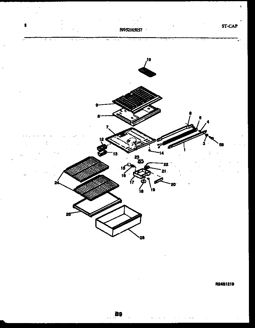 White-Westinghouse RT143NCWD shelves and supports diagram
