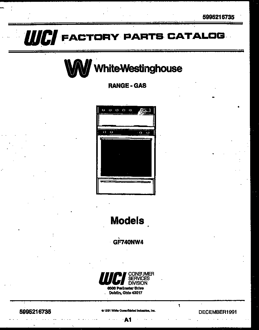 White-Westinghouse GF740ND4 cover page diagram