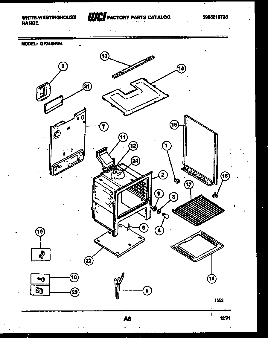 White-Westinghouse GF740ND4 body parts diagram