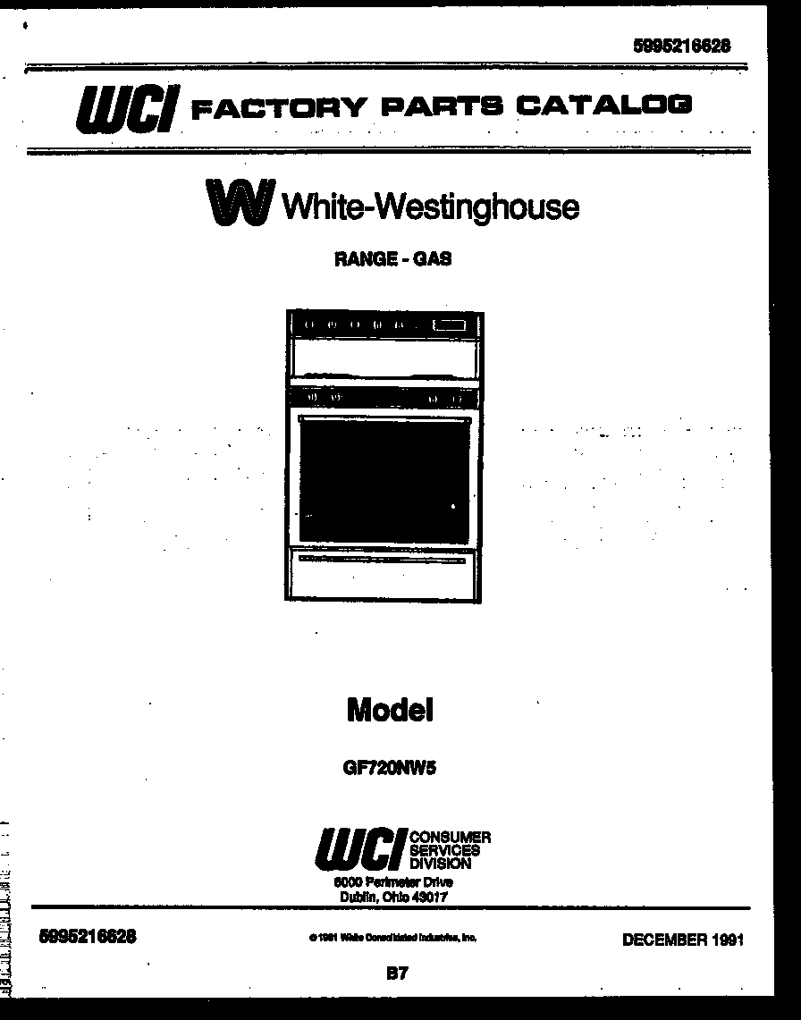 White-Westinghouse GF720ND5 cover page diagram