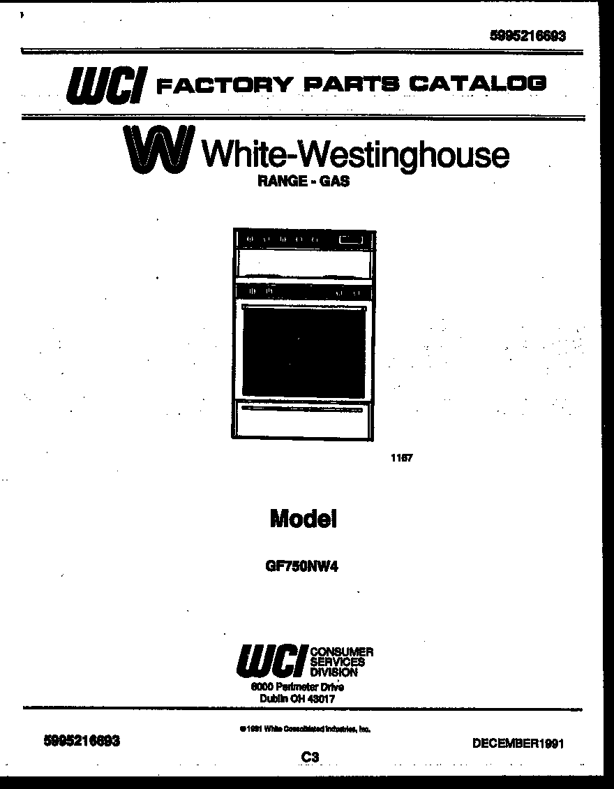 White-Westinghouse GF750NW4 cover page diagram