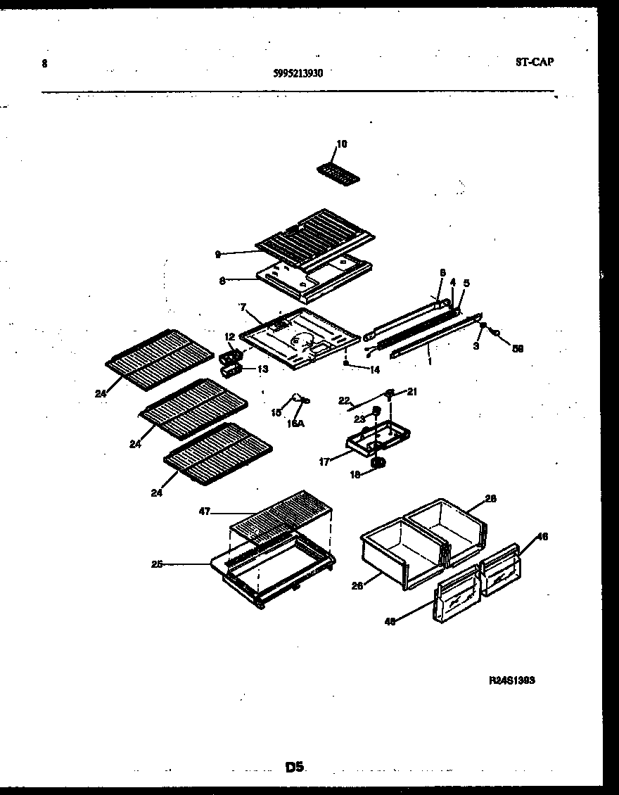 White-Westinghouse ATG170VNLW0 shelves and supports diagram