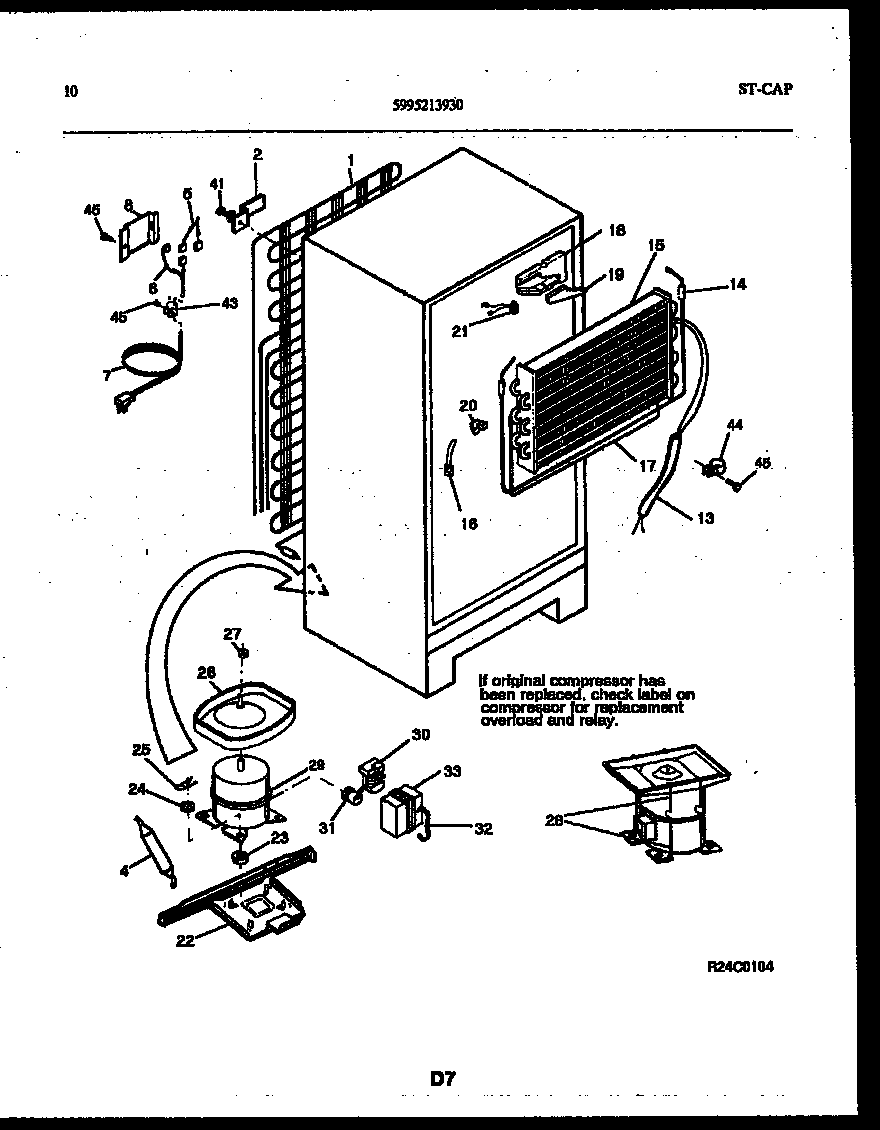 White-Westinghouse ATG170VNLW0 system and automatic defrost parts diagram