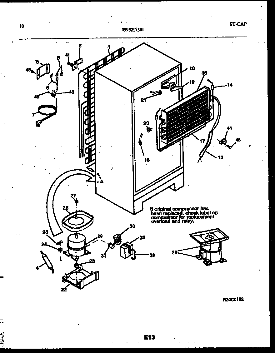 White-Westinghouse ATG130NLW1 system and automatic defrost parts diagram