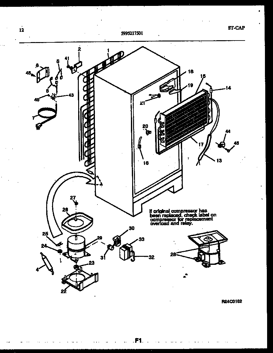 White-Westinghouse ATG130NLW1 system and automatic defrost parts diagram
