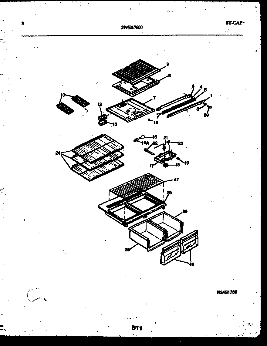 White-Westinghouse ATG173NLD0 shelves and supports diagram