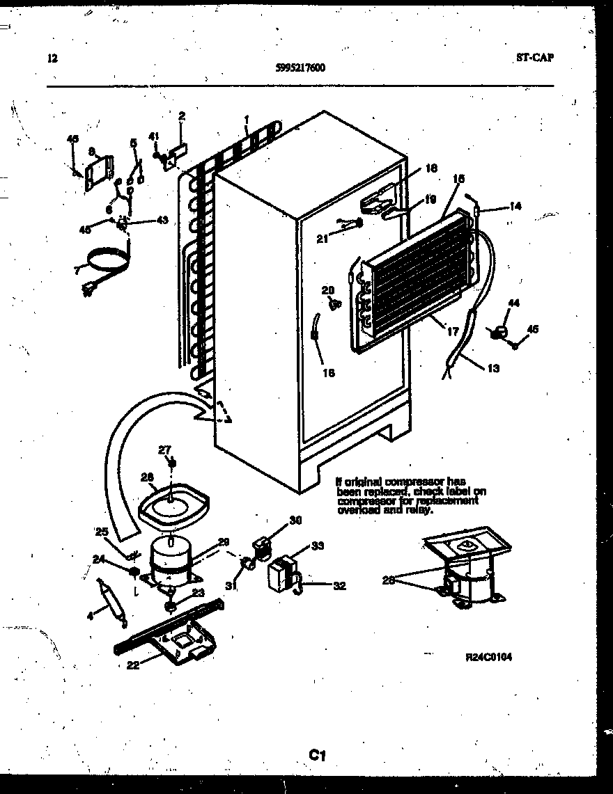 White-Westinghouse ATG173NLD0 system and automatic defrost parts diagram
