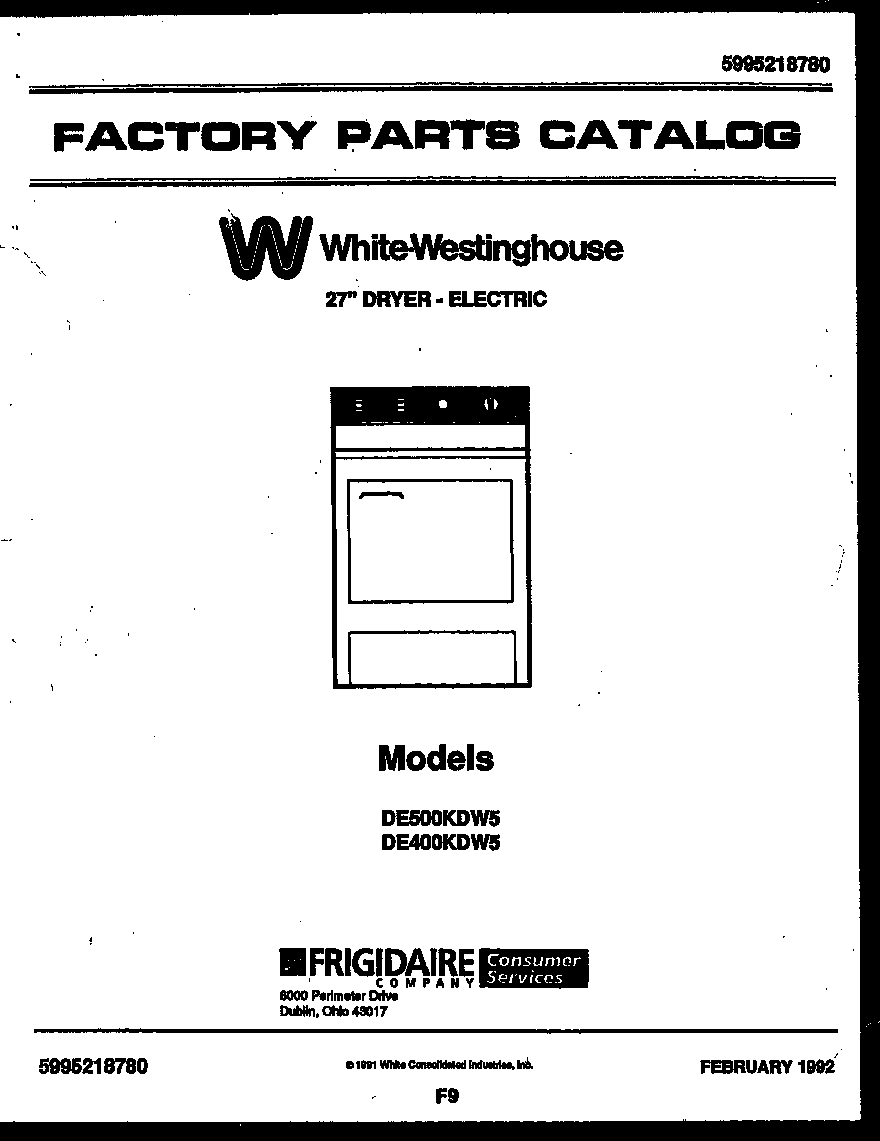 White-Westinghouse DE500KDD5 null diagram